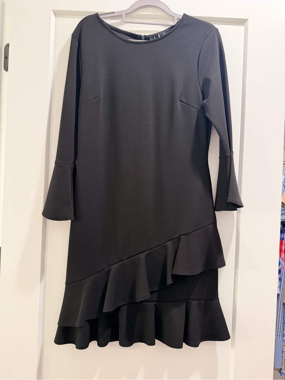 Lulu's Black Long-Sleeve Ruffle Hem Dress
